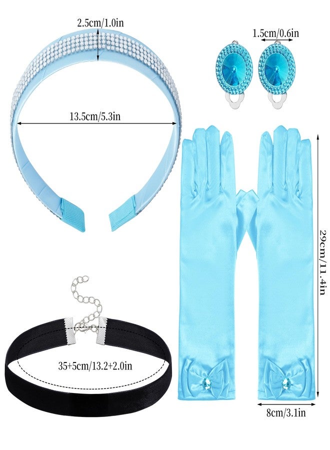 Jmkcoz Princess Costume Accessories Headband Choker Necklace Gloves Earrings Set for Princess Dress up Halloween Cosplay Party - Image 2